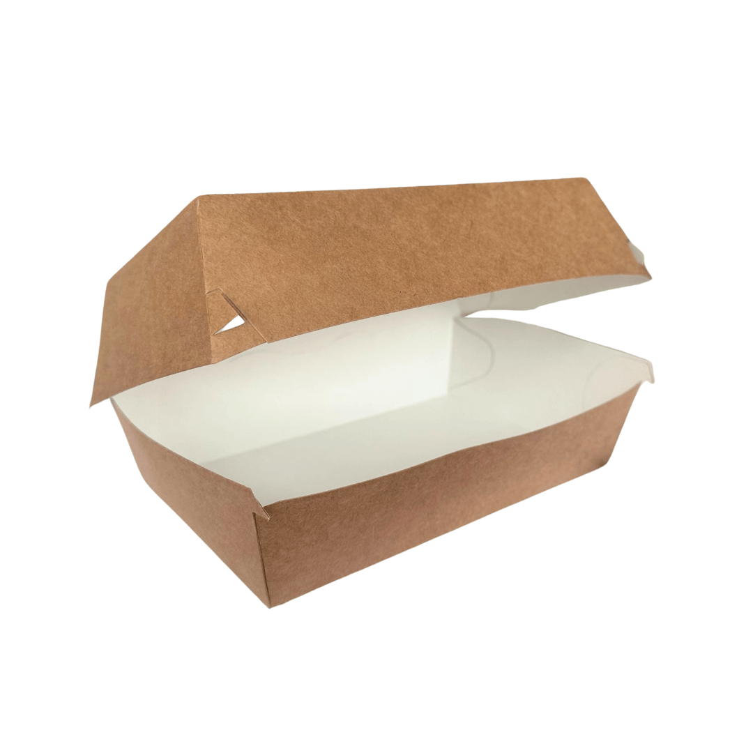 Cutie carton kraft 2 in 1, burger si cartofi cu capac atasat b